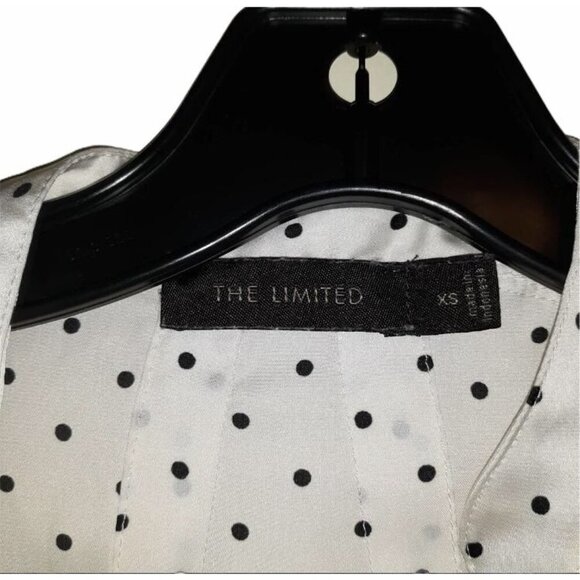 The Limited Blouse Women's White & Black Polka Dot XS 3/4 Sleeves Button Front - Picture 6 of 7